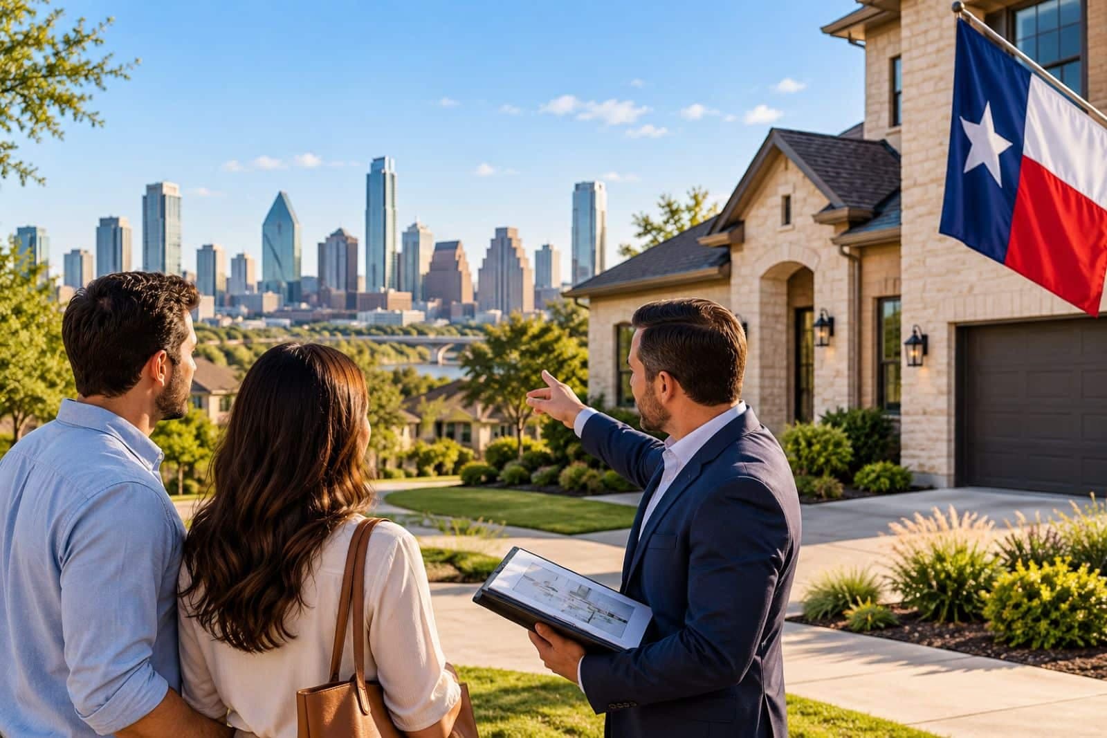 Foreign investors exploring how to buy real estate in Texas with a local property agent.