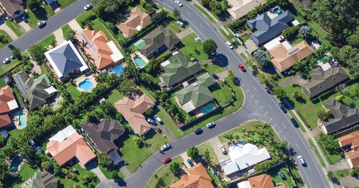 A row of American rental homes