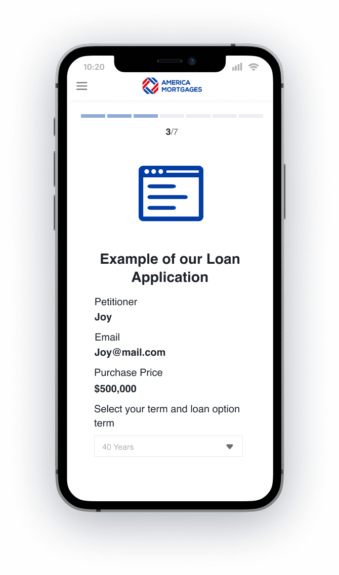America Mortgages - Loan Application