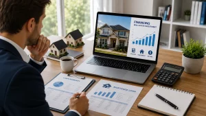 Real estate investor reviewing DSCR loan options for financing U.S. rental properties based on rental income